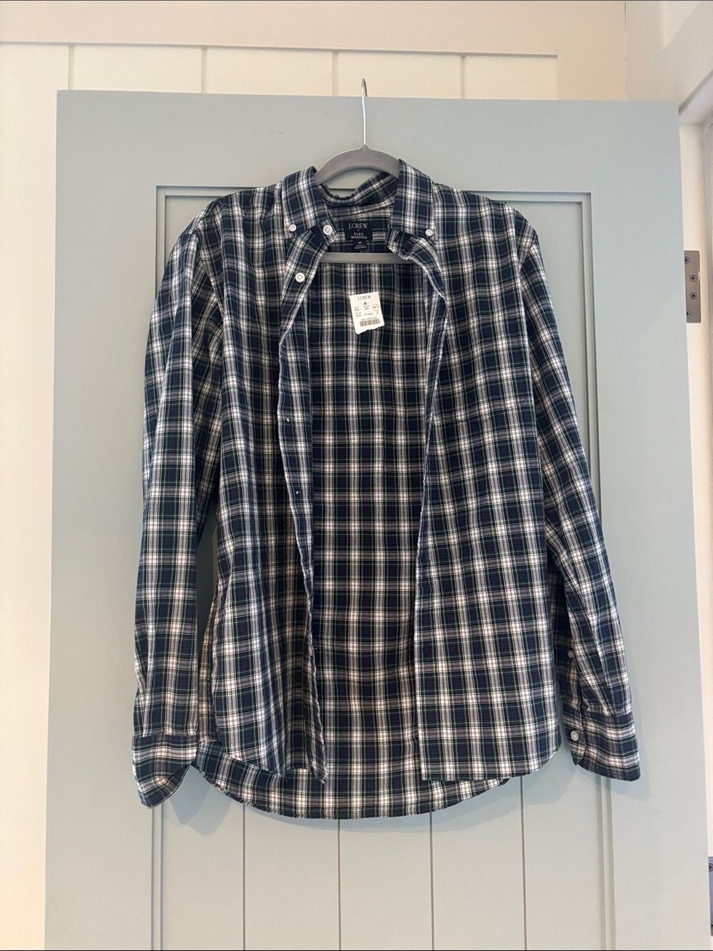 J. Crew Navy and White Plaid Button-Down Shirt